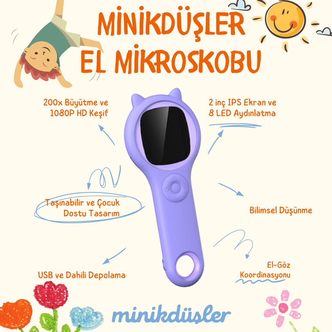 Minik Düşler™ Çocuklar İçin El Mikroskobu